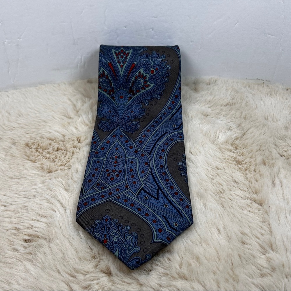 Balmain Blue and Brown Paisley Silk‎ Tie